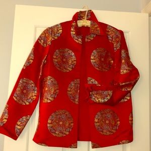 Asian inspired Red Satin Evening Jacket